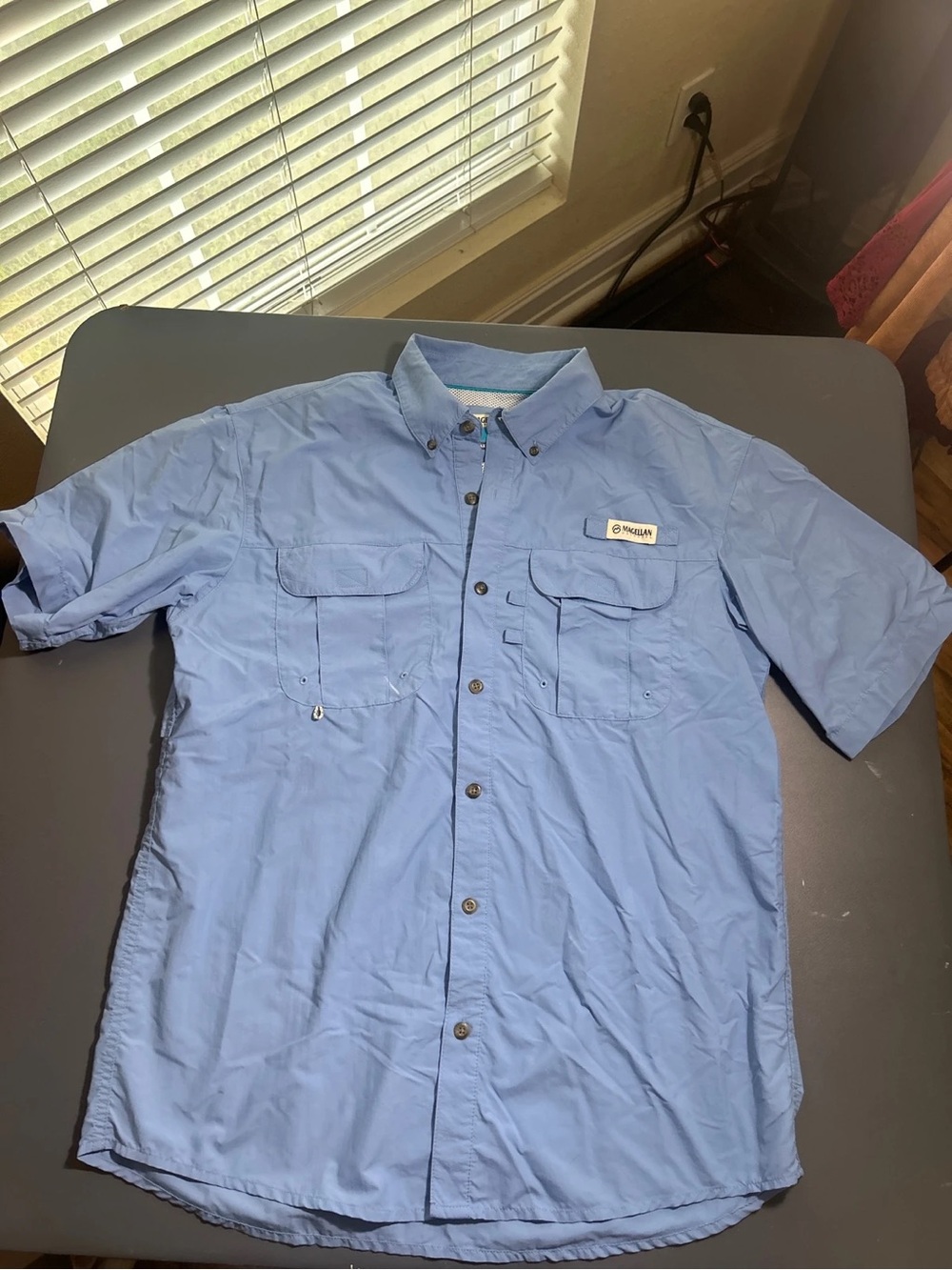 Magellan Outdoors Light Blue Short-Sleeve Button-Down Shirt